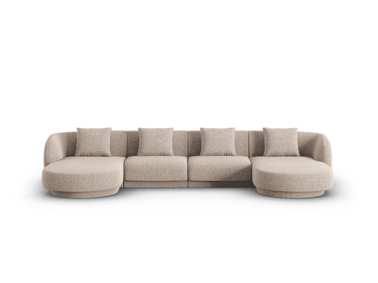 Coltar panoramic 5 locuri, Tulum, Cosmopolitan Design, 330x156x70 cm, tesatura chenille, bej - imagine 6